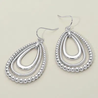 Fashnzfab Metal Bubble Layered Teardrop Dangle Earrings In Silver