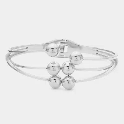 Fashnzfab Metal Bubble Stainless Steel Hinged Bracelet In Silver