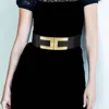 Fashnzfab Metal Buckle Accented Elastic Belt In Black