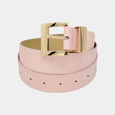 Fashnzfab Metal Buckle Accented Faux Leather Belt 1.9" H In Pink