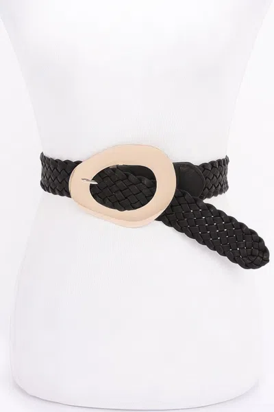 Fashnzfab Metal Buckle Braided Belt In Black