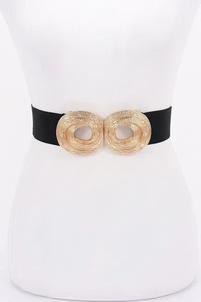 Fashnzfab Metal Buckle Elastic Belt In Black