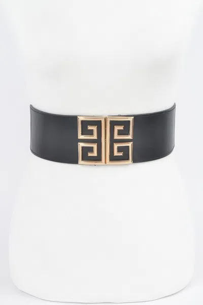 Fashnzfab Metal Buckle Elastic Plus Size Belt In Black
