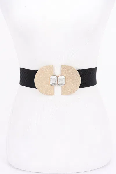 Fashnzfab Metal Buckle Elastic Belt In Black
