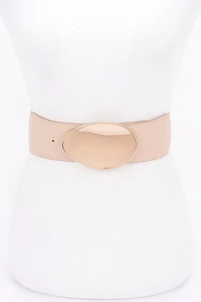 Fashnzfab Metal Buckle Elastic Belt In Brown