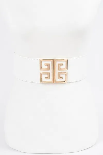 Fashnzfab Metal Buckle Elastic Belt In Neutral