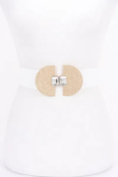 Fashnzfab Metal Buckle Elastic Belt In White