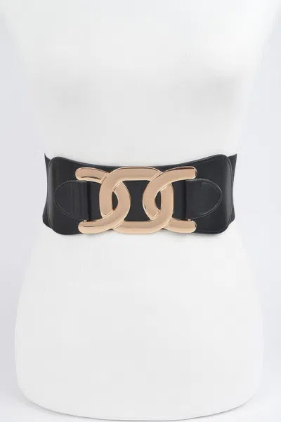 Fashnzfab Metal Buckle Plus Size Elastic Belt In Black
