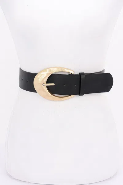Fashnzfab Metal Buckle Pu Belt In Black
