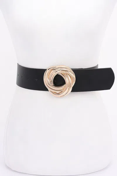Fashnzfab Metal Buckle Pu Belt In Black