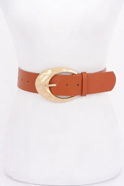 Fashnzfab Metal Buckle Pu Belt In Brown