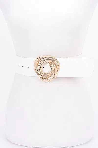Fashnzfab Metal Buckle Pu Belt In White