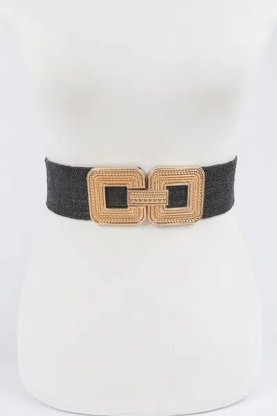 Fashnzfab Metal Buckle Stretch Belt In Black