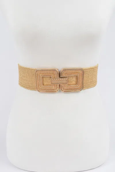 Fashnzfab Metal Buckle Stretch Belt In Brown