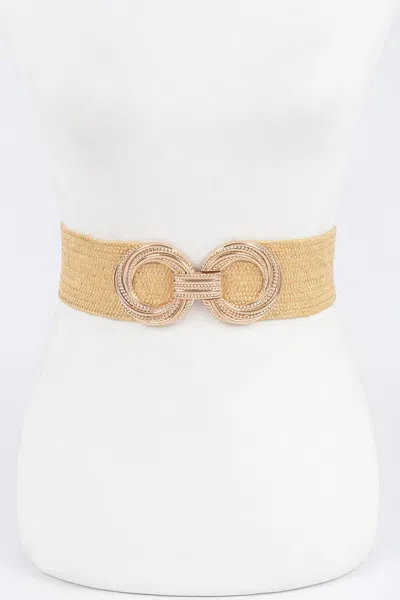 Fashnzfab Metal Buckle Stretch Waist Belt In Neutral