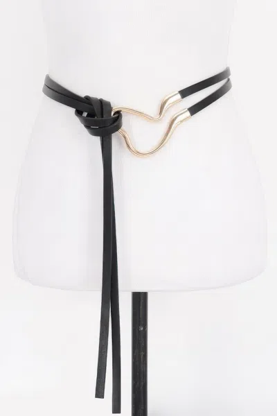 Fashnzfab Metal Buckle Wrap Belt In Black
