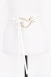 Fashnzfab Metal Buckle Wrap Belt In White