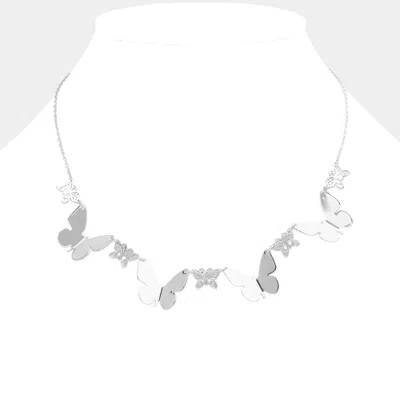 Fashnzfab Metal Butterfly Link Necklace In Metallic