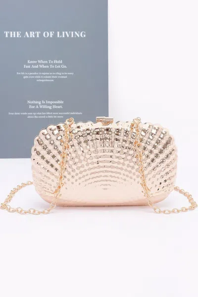 Fashnzfab Metal Case Clutch In Gold