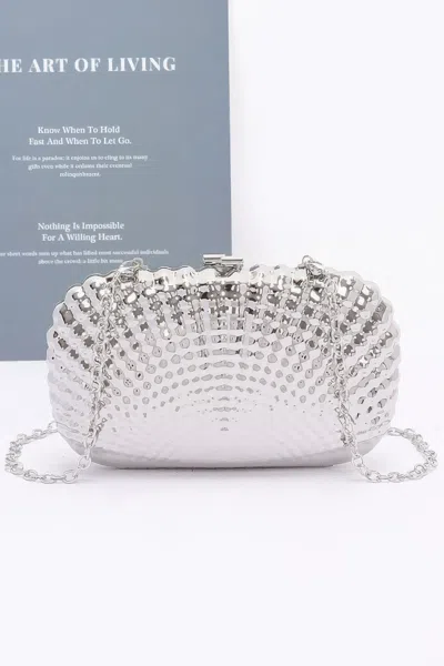 Fashnzfab Metal Case Clutch In Silver