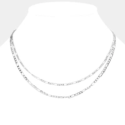 Fashnzfab Metal Chain Double Layered 17" + 3.25" L In Metallic