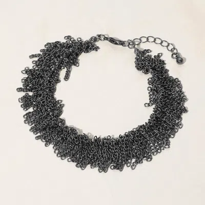Fashnzfab Metal Chain Fringe Bracelet In Blue