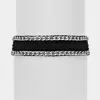Fashnzfab Metal Chain Knit Bracelet Black, Rhodium In Multi