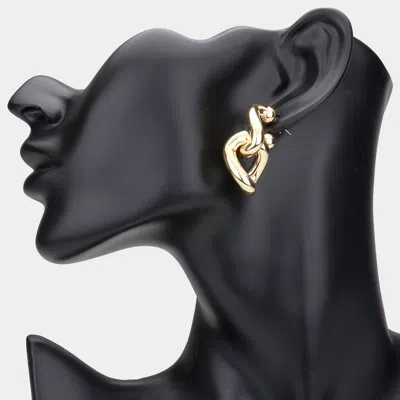 Fashnzfab Metal Chain Link Dangle Earrings - Gold