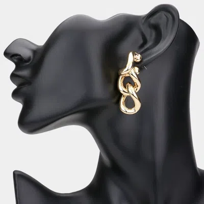 Fashnzfab Metal Chain Link Dangle Earrings - Gold