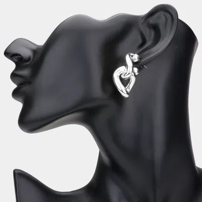 FASHNZFAB METAL CHAIN LINK DANGLE EARRINGS - RHODIUM
