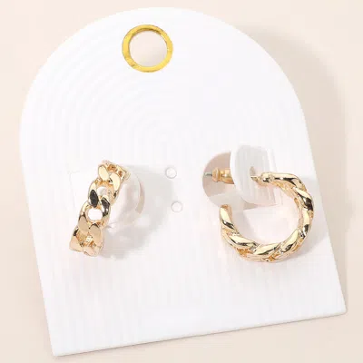 Fashnzfab Metal Chain Link Hoop Earrings In Gold