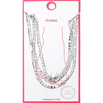 Fashnzfab Metal Chain Link Triple Layered Anklet In Multi