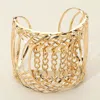 Fashnzfab Metal Chain Pointed Wire Cuff Bracelet Gold In Gold