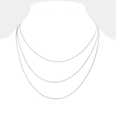 Fashnzfab Metal Chain Triple Layered Bib Necklace In Metallic