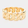 Fashnzfab Metal Chunky Cuban Chain Hinged Bangle Bracelet Gold In Gold