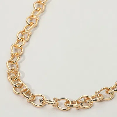 Fashnzfab Metal Chunky Horseshoe Interlocking Chain Necklace In Gold