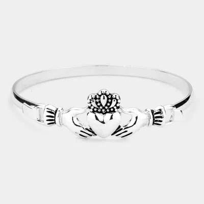 Fashnzfab Metal Claddagh Hook Bracelet Antique Silver