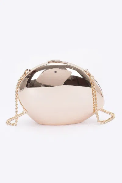 Fashnzfab Metal Clutch In Beige
