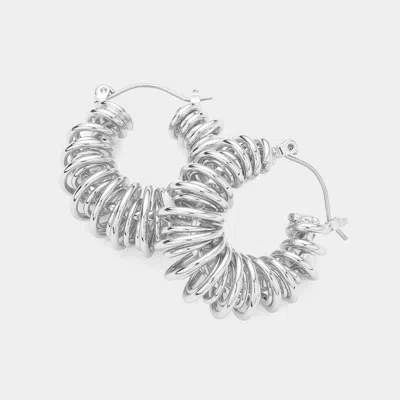 Fashnzfab Metal Coil Hoop Pin Catch Earrings In Silver