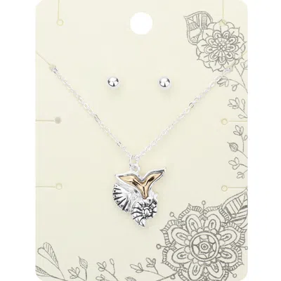 Fashnzfab Metal Conch Shell Mermaid Tail Pendant Necklace In Silver