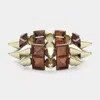 Fashnzfab Metal Cone Stud Stretch Bracelet Chocolate, Gold In Multi
