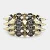 Fashnzfab Metal Cone Stud Stretch Bracelet Gold, Hematite In Gold