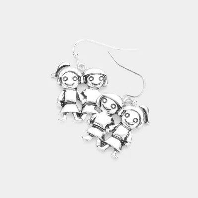 Fashnzfab Metal Couple Best Friend Dangle Earrings In Brown