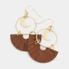 Fashnzfab Metal Crescent Moon Pattern Detailed Half Round Link Dangle Earrings - Brown In Brown