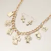 Fashnzfab Metal Cross Bible Charm Station Chunky Chain Necklace In Gold