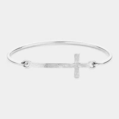 Fashnzfab Metal Cross Hook Bracelet Silver Burnished In Multi