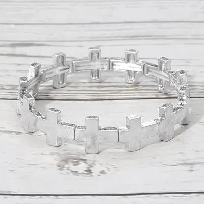 Fashnzfab Metal Cross Stretch Bracelet In Multi