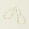 Fashnzfab Metal Cross Top Textured Open Teardrop Earrings In Gold
