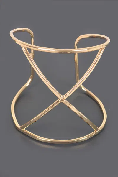 Fashnzfab Metal Cuff Bracelet Minimal Chic Style In Gold