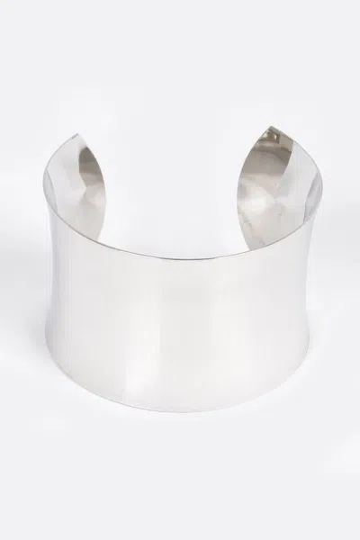 Fashnzfab Metal Cuff Bracelet Modern Style In Silver